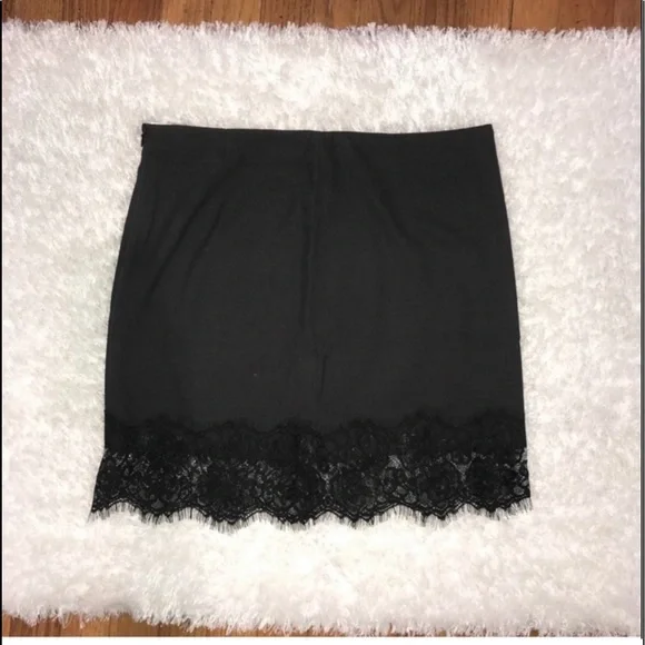 Forever 21 Skirts Black With Lace Trim Stretch Skirt Poshmark
